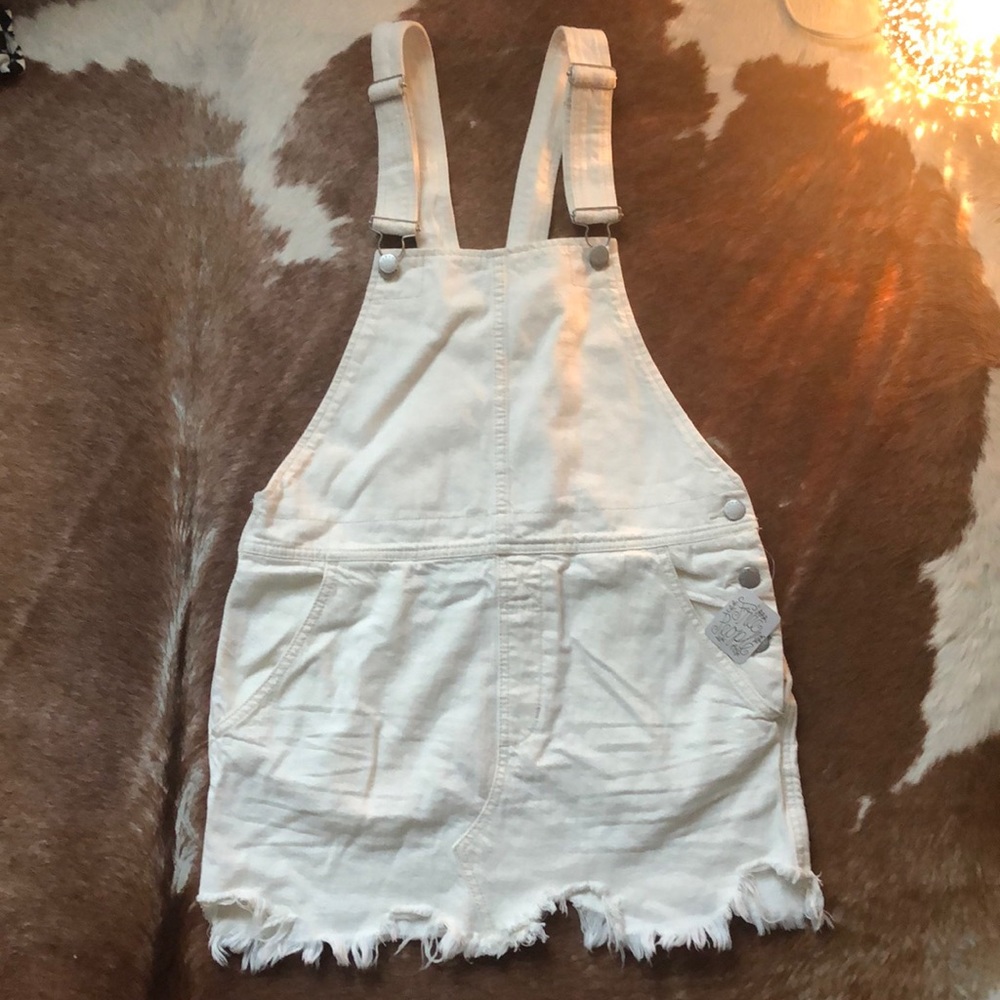 *NWT* Free People off-white denim overall dress